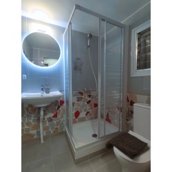 Private en-suite bathroom with sink, shower and toilet.